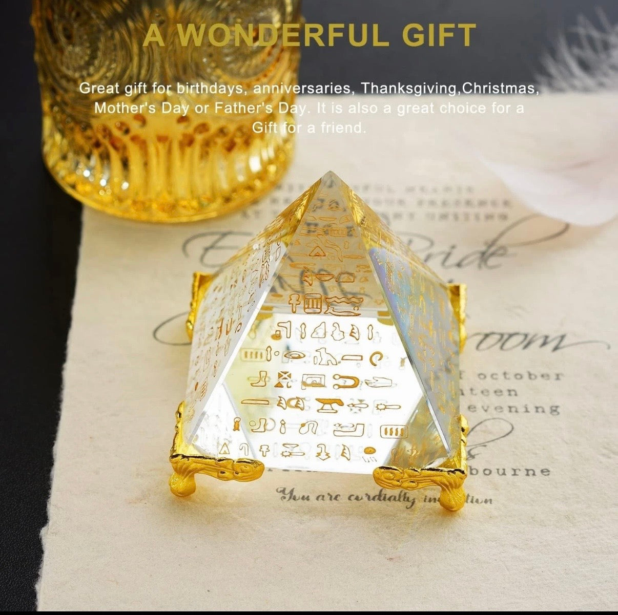 Orgonite Crystal Pyramid 60MM, Positive Energy, EMF Protection