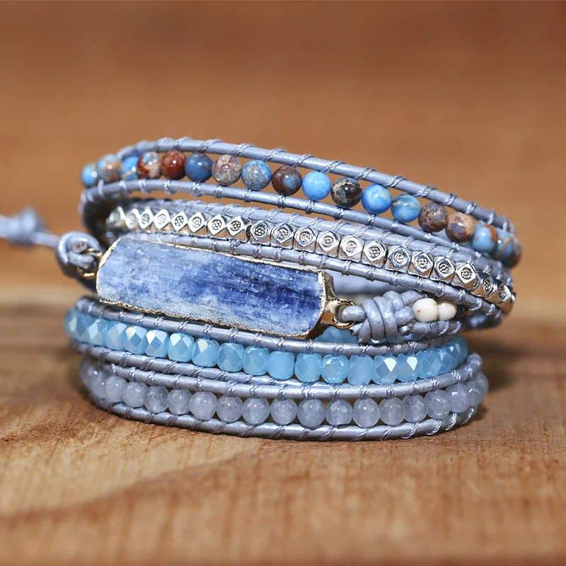 Lapis lazuli Natural Stone Charm Wrap Bracelets for men and women Handmade jewelry
