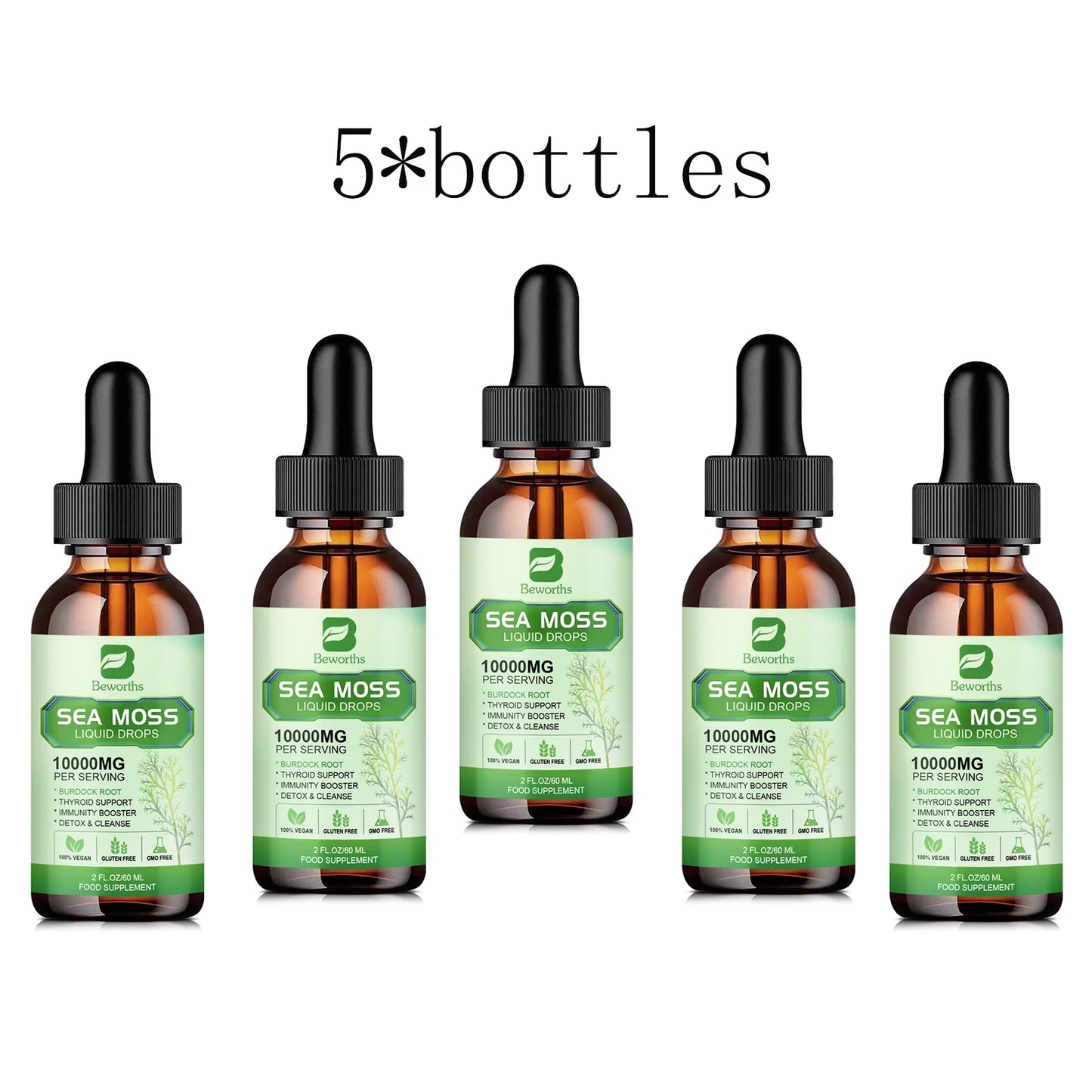 Sea Moss Liquid Drops Sea Moss Black Seed Oil Multimineral Seamoss Support Antioxidant, Immune, Thyroid Function & Gut Health
