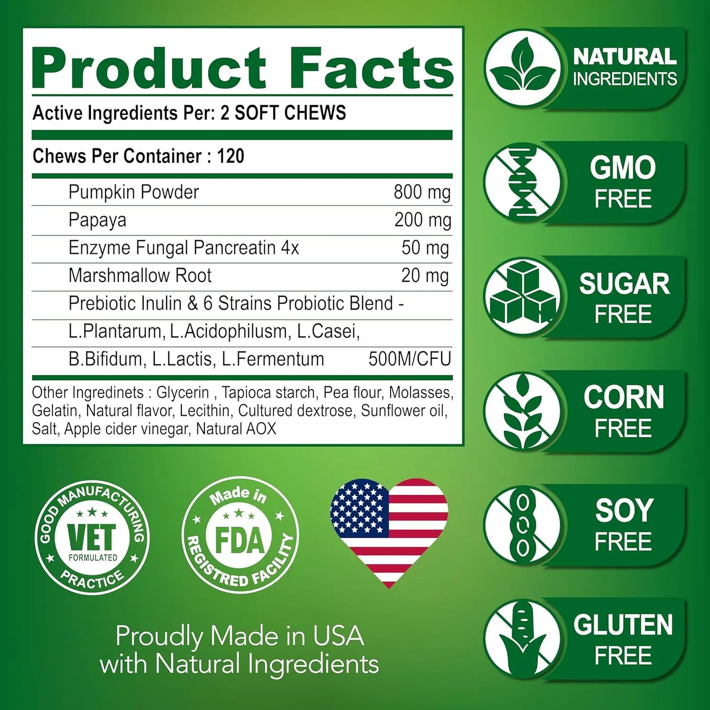 Probiotics for Dogs- - Relieve stomach sensitivity and dog gut health probiotics - Digestive Remedies 120 Chews
