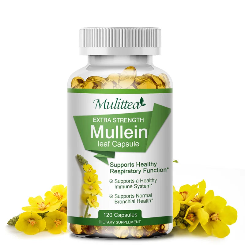 Mullein Leaf Capsules Herbal Supplement for Lung Cleanse Helps Healthy Respiratory Function & Mucous Membranes