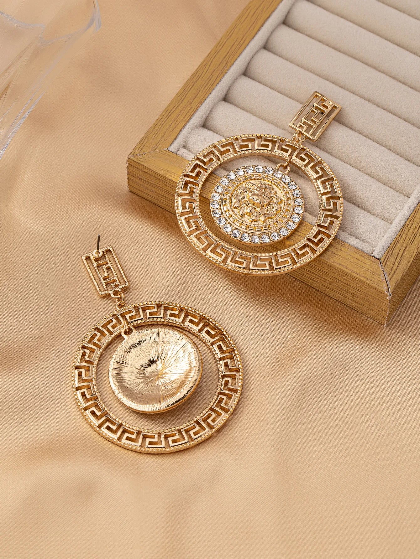 Luxury Round Lion Head High-End Elegant Drape Style Women's Earrings