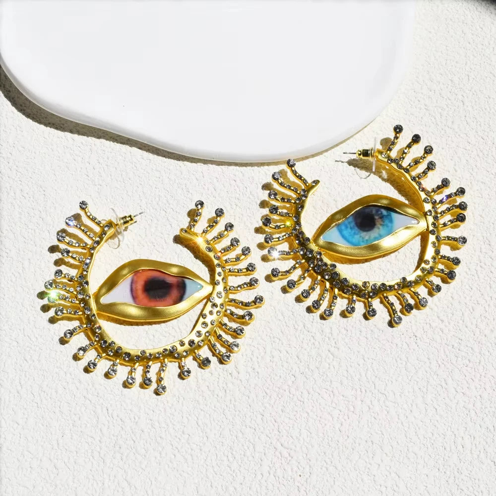 Vintage Resin Big Eyes Dangle Earrings For Women Evil Eye Fashion Earrings