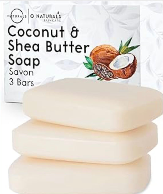 Organic Coconut Shea Butter Bar Soap - 3 Pack - Vegan Non Toxic