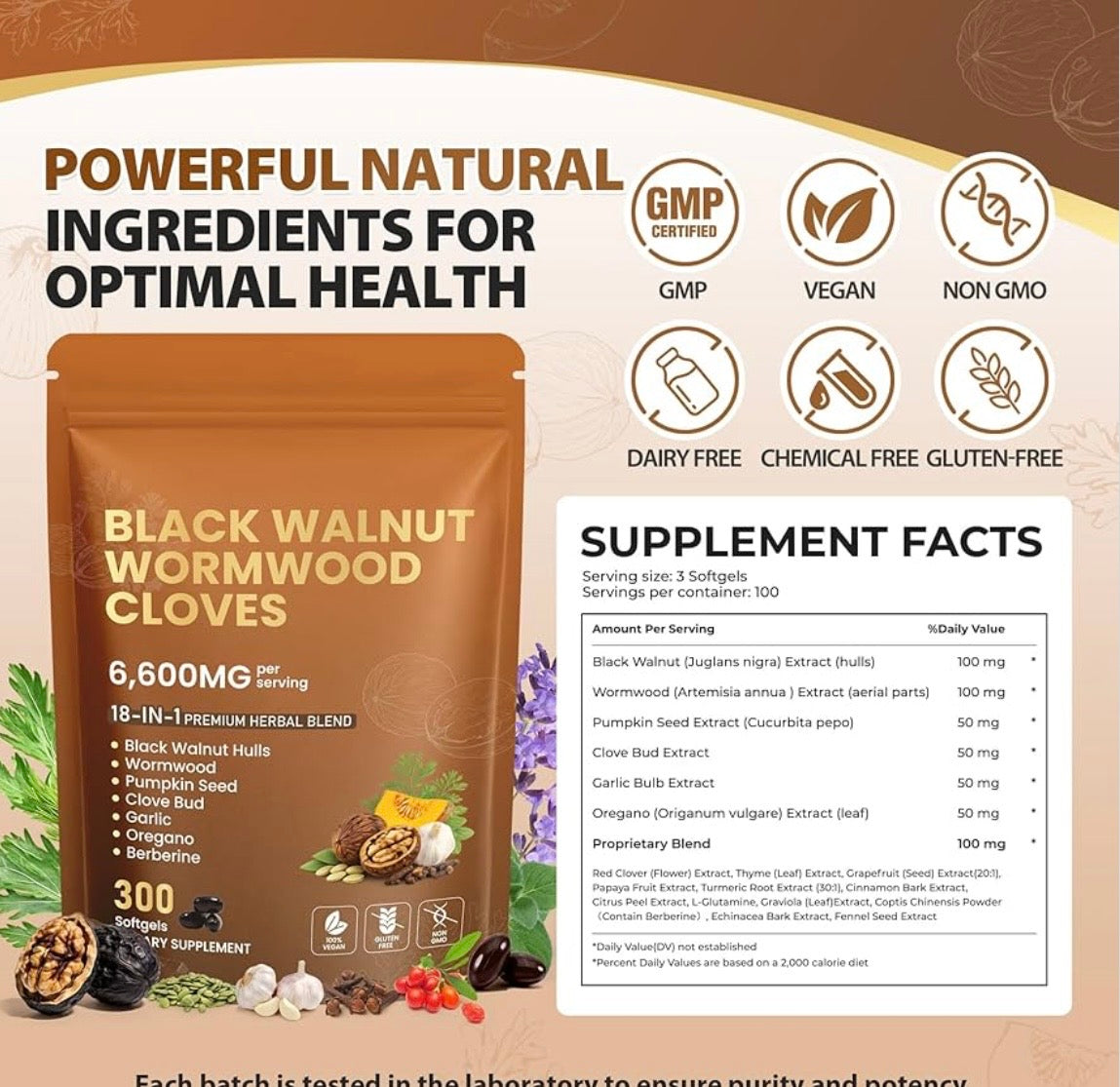 Parasite Cleanse With Black Walnut Wormwood Cloves Supplement for Daily Parasite Cleanse and Detox