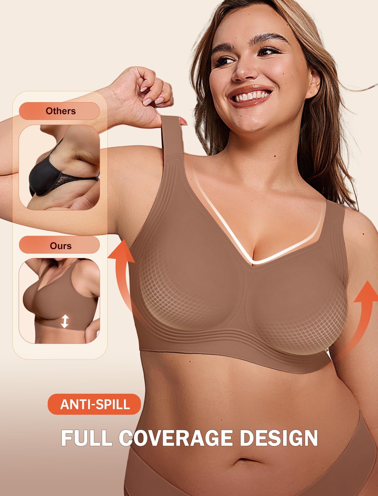 Non toxic Wireless Push Up Bra Full Coverage No Underwire Seamless Plus Size Available