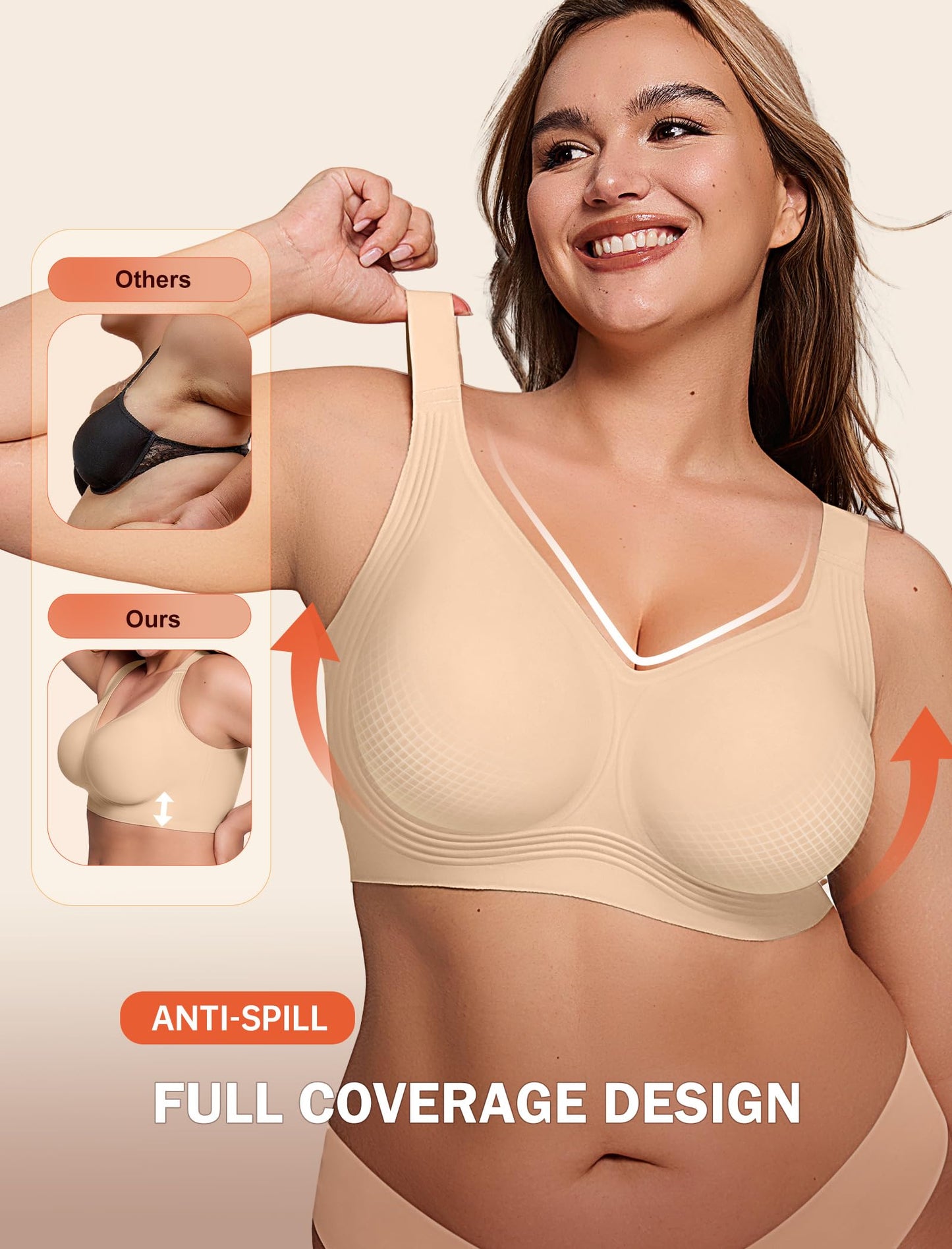 Non toxic Wireless Push Up Bra Full Coverage No Underwire Seamless Plus Size Available