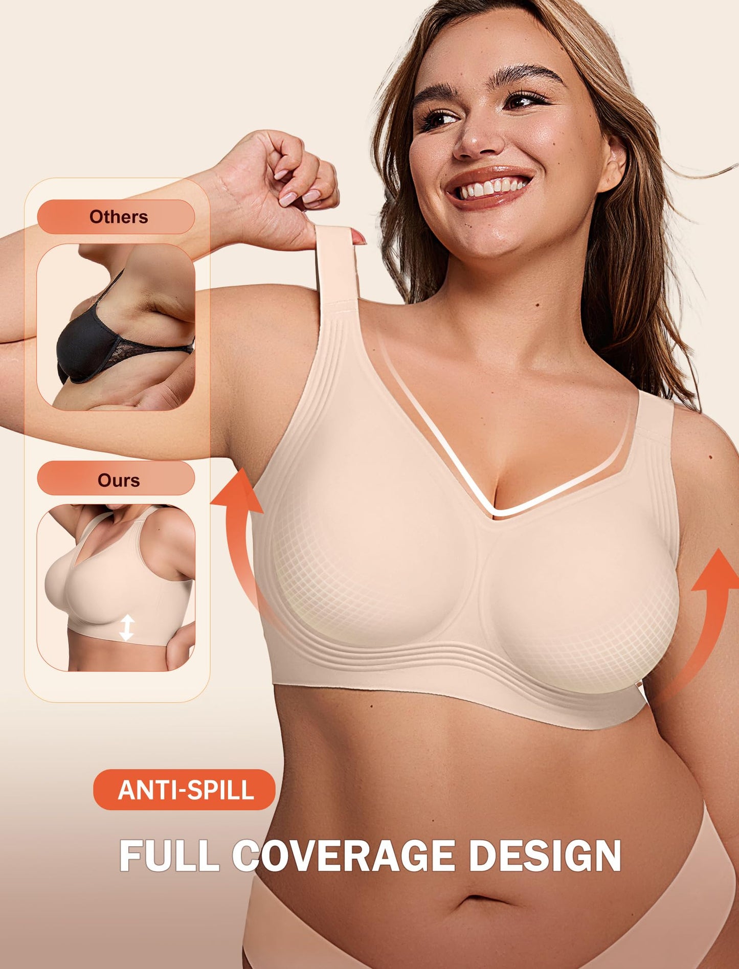 Non toxic Wireless Push Up Bra Full Coverage No Underwire Seamless Plus Size Available