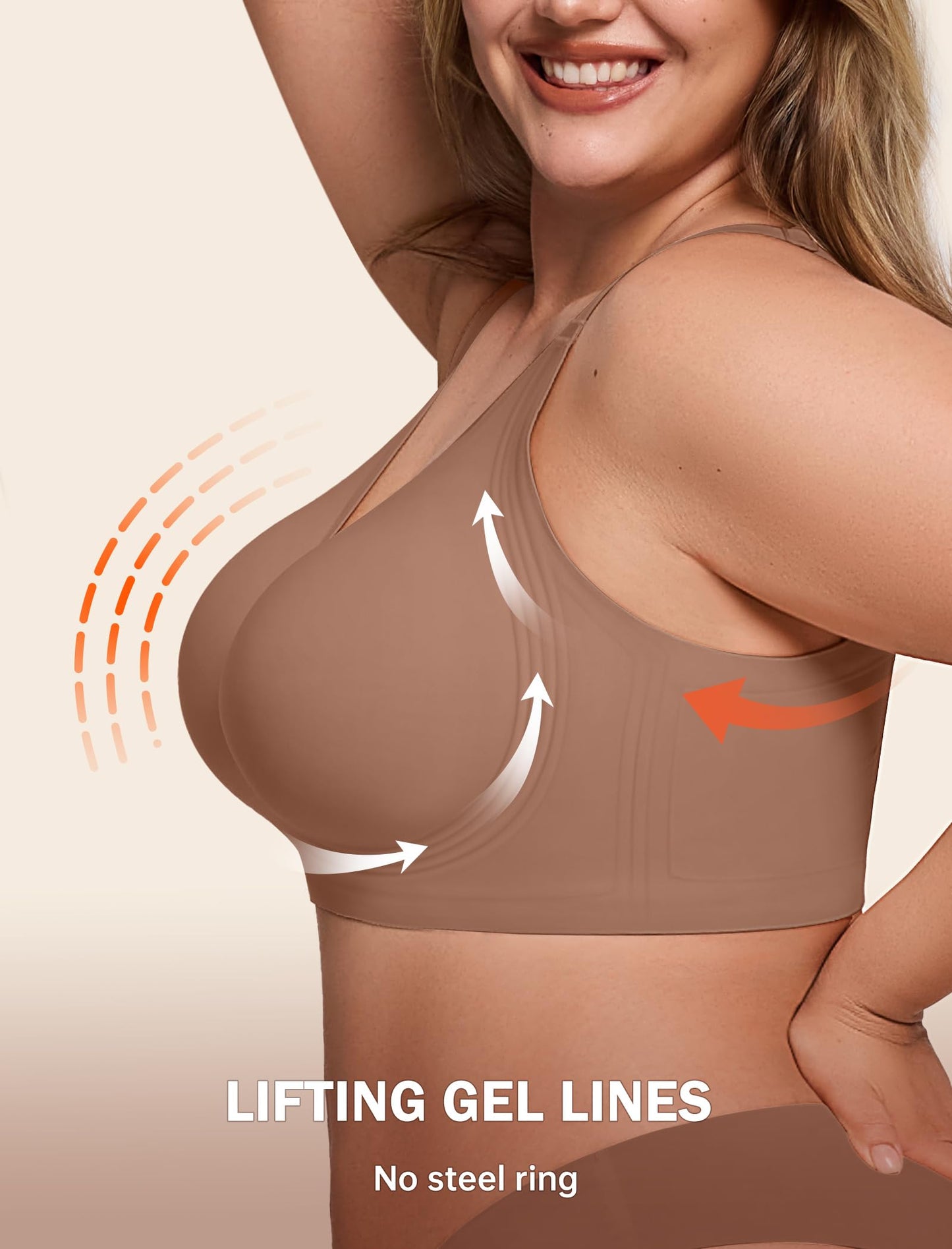 Non toxic Wireless Push Up Bra Full Coverage No Underwire Seamless Plus Size Available