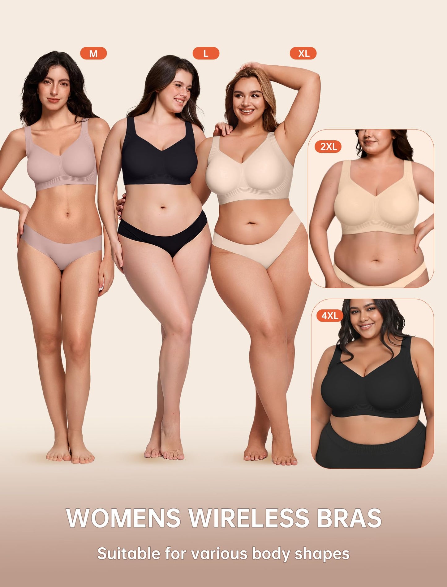 Non toxic Wireless Push Up Bra Full Coverage No Underwire Seamless Plus Size Available