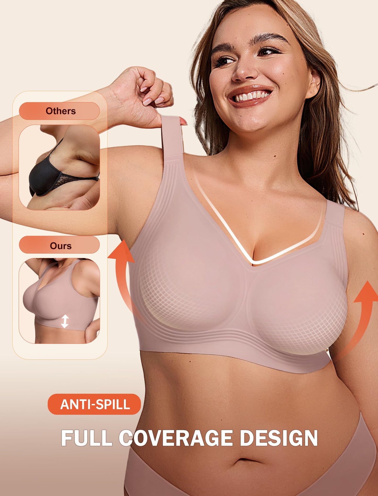 Non toxic Wireless Push Up Bra Full Coverage No Underwire Seamless Plus Size Available