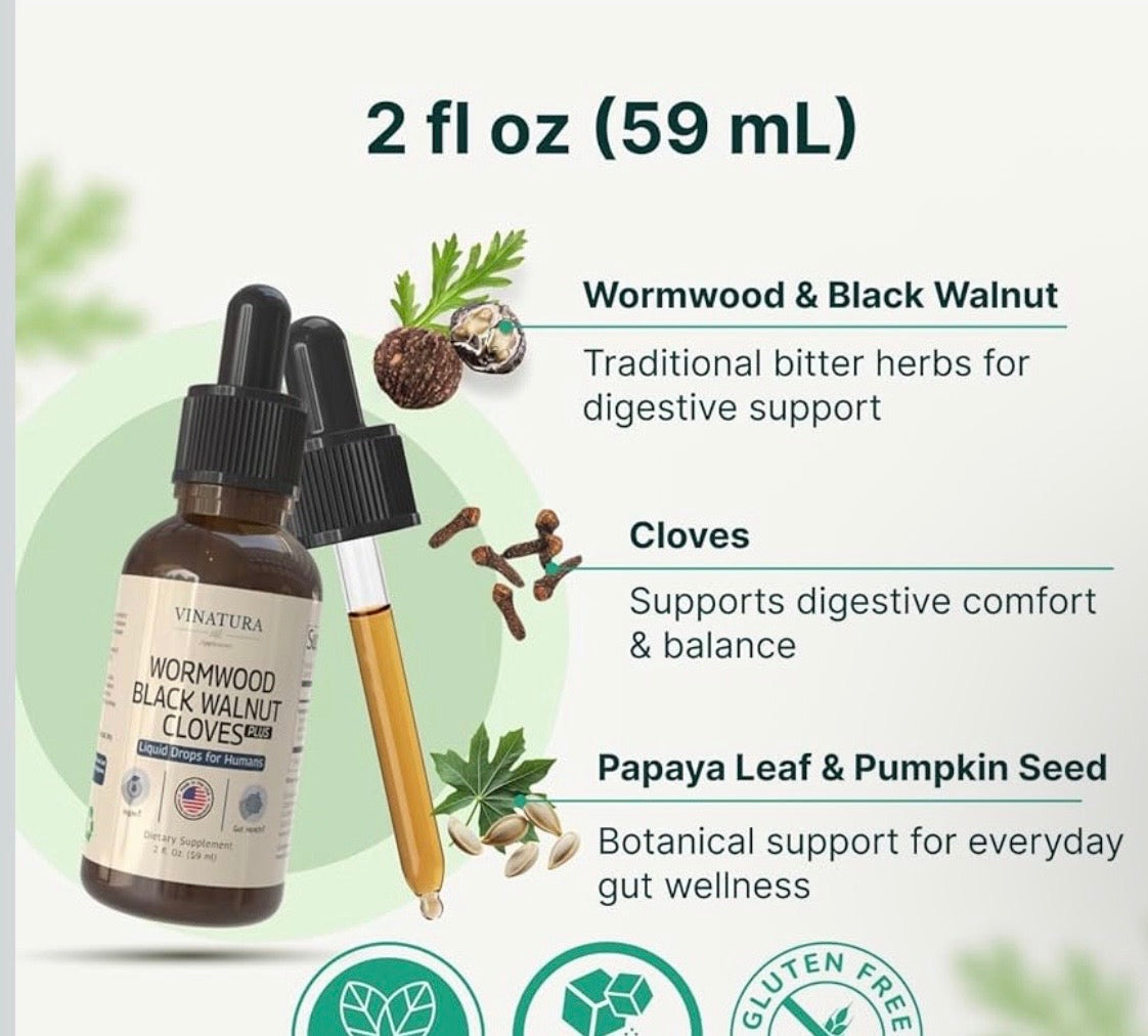Parasite Detox - Wormwood Black Walnut Clove Liquid Tincture 2floz