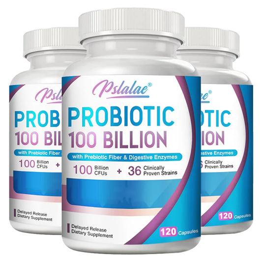 Premium Probiotic with Organic Prebiotic Fiber and Enzymes To Support Digestion and Immune System - 120 Capsules