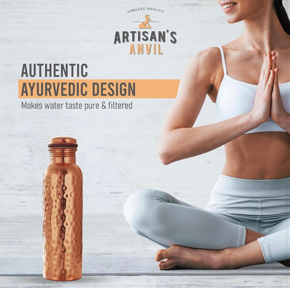 100 Percent Pure Copper Ayurvedic Water Bottle with satchel