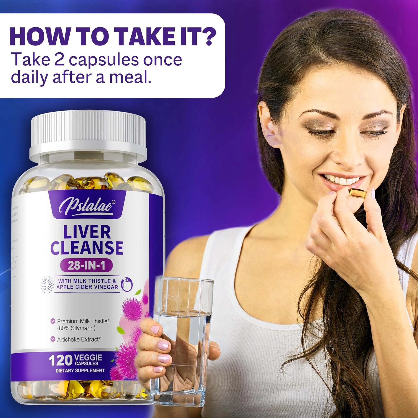 Liver Health Support, 28-in-1 Liver Cleanse, Detox & Repair Fatty Liver Formula with Artichoke, Dandelion - 120 Capsules
