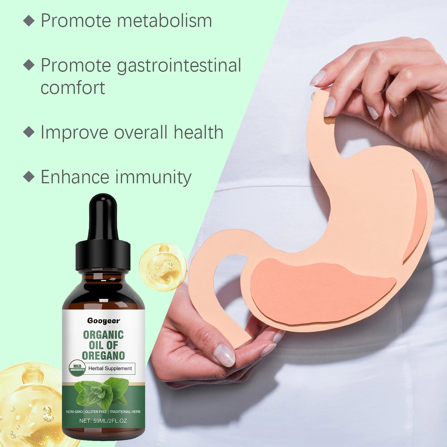 Organic Oil of Oregano Immune Enhance Digestion Improve Intestinal Health Liquid Drops