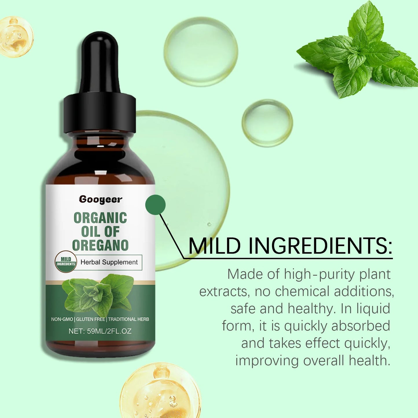 Organic Oil of Oregano Immune Enhance Digestion Improve Intestinal Health Liquid Drops