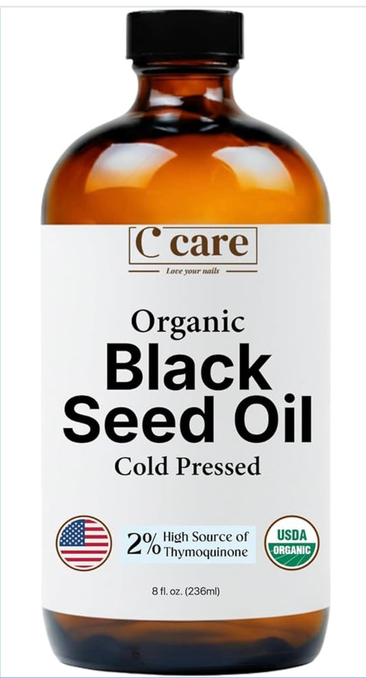 Black Seed Oil Organic Unrefined Cold Pressed USDA Certified - High Thymoquinone 8 Fl Oz