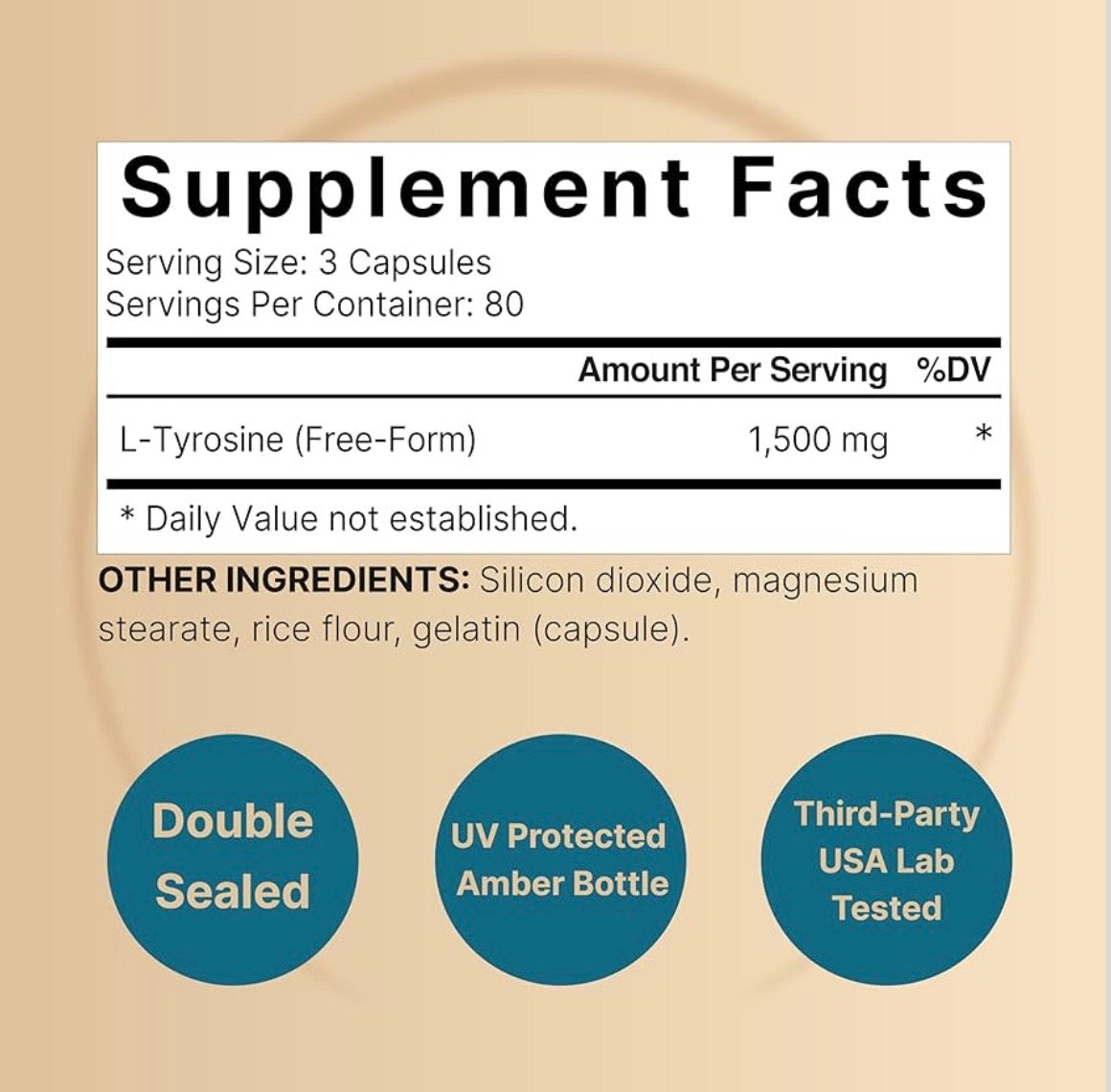 L Tyrosine Supplement, 1,500mg Per Serving, 240 Capsules | Essential Amino Acids – Brain Health Support for Memory, Cognitive Health, and Mental Alertness – Non-GMO
