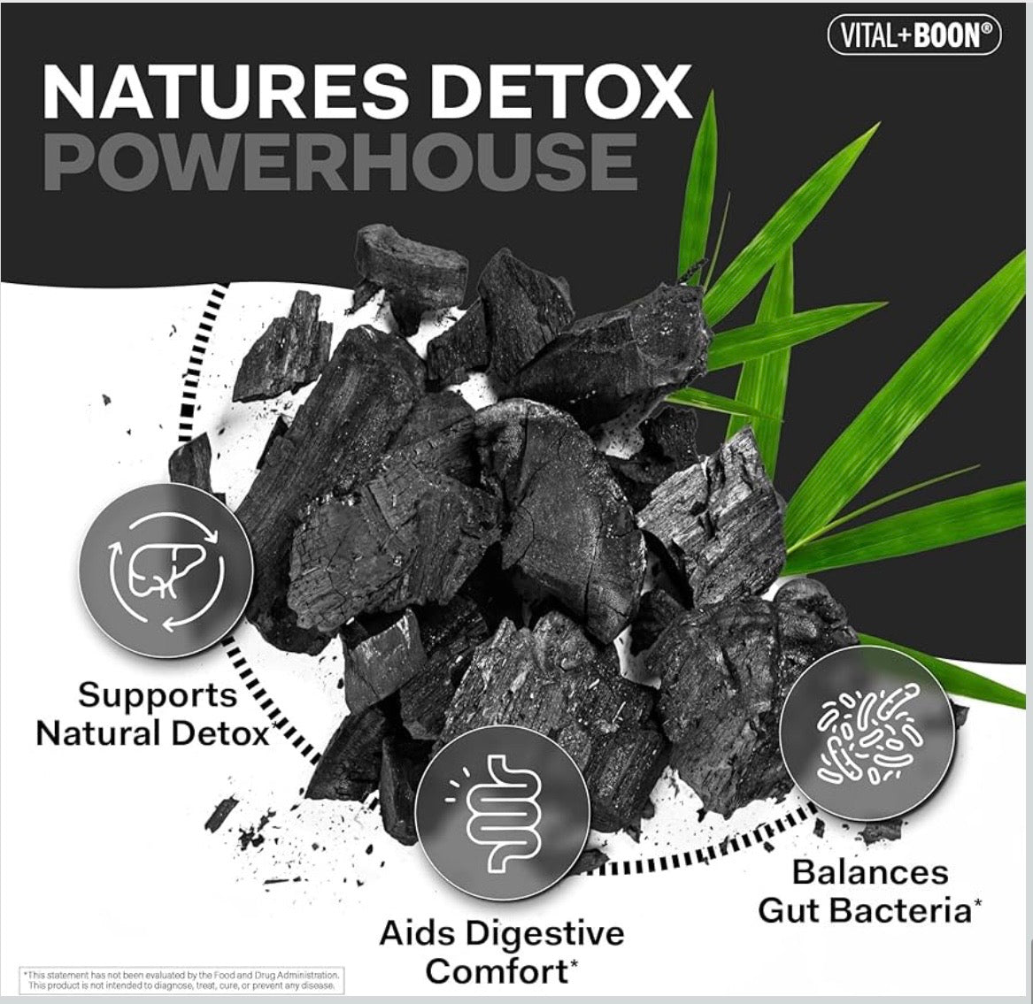 Activated Charcoal for detoxing and also acts as a binder to remove heavy metals and toxins from the body