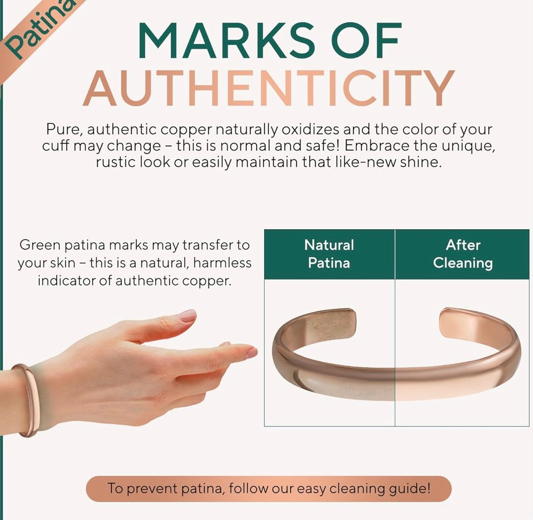 100 Percent Solid Copper Bracelet - Mens & Women’s Improves Circulation, EMF Protection, Energy Conductor, Negative Energy Shield