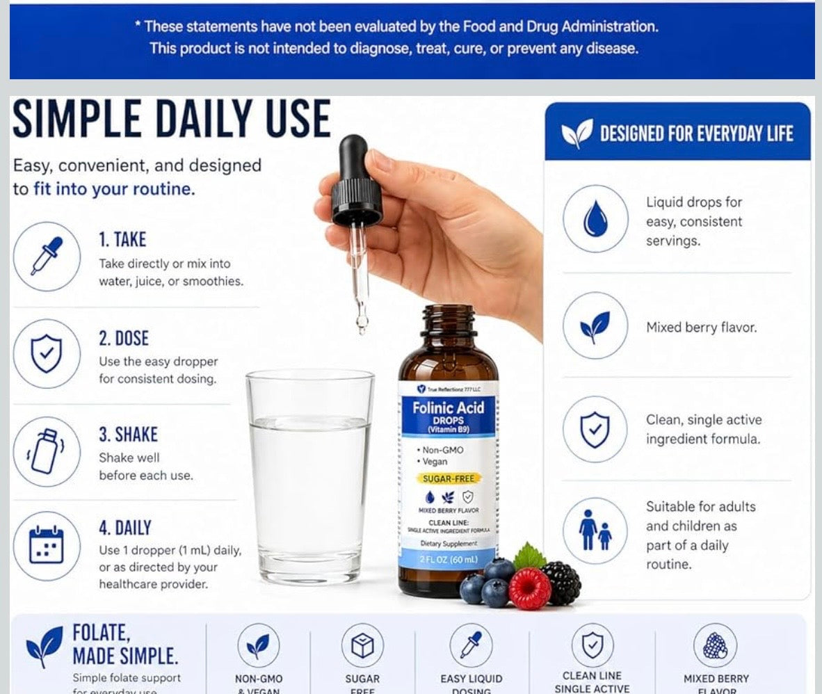 Folinic Acid - Supports Brain Health & Cognitive Function in Children, Adults. Helps With Autism