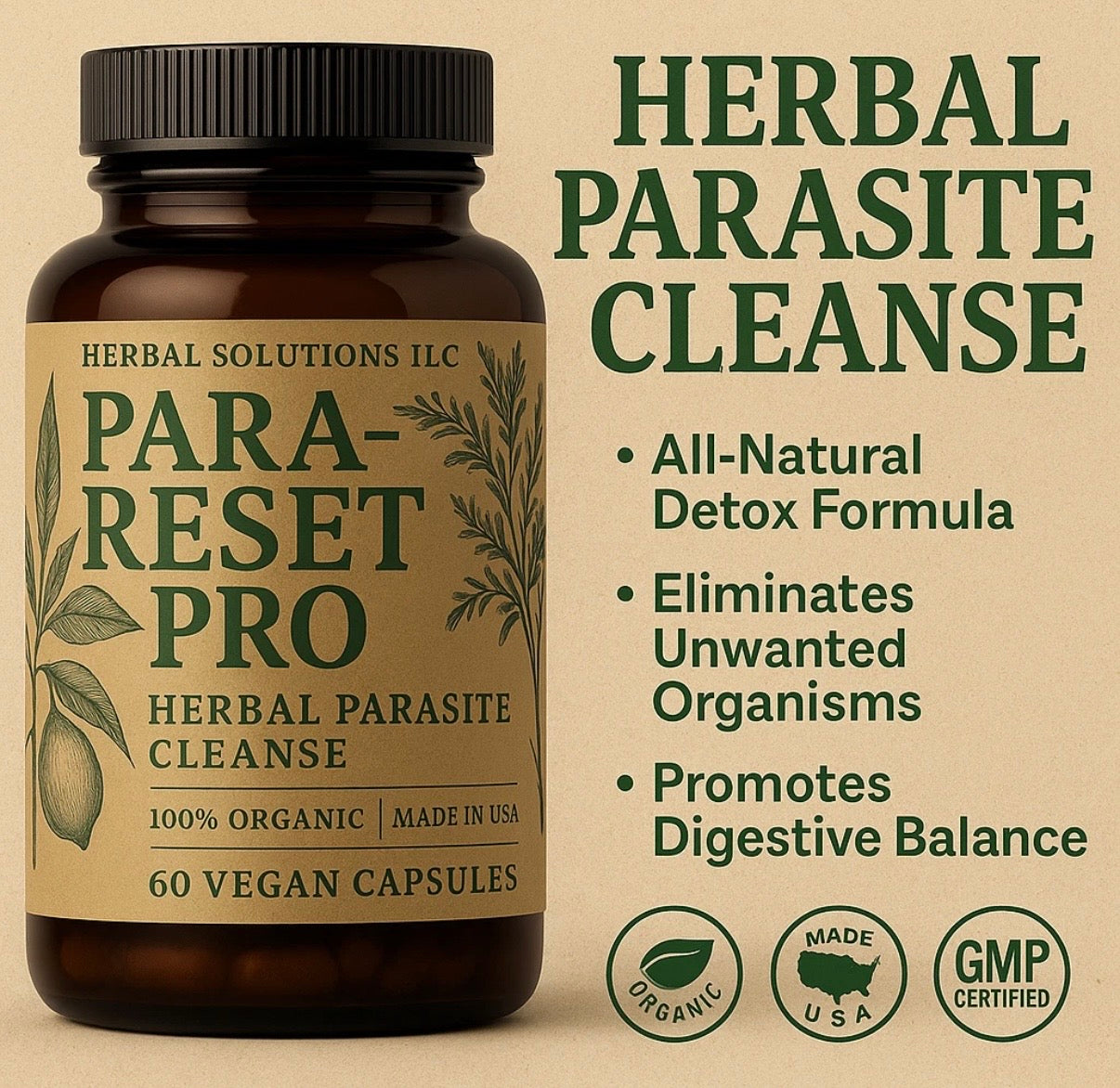 Para Reset Pro - Parasite Detox - Ginger Root, Olive Leaf, Oregano, Wormwood, Black Walnut & Clove