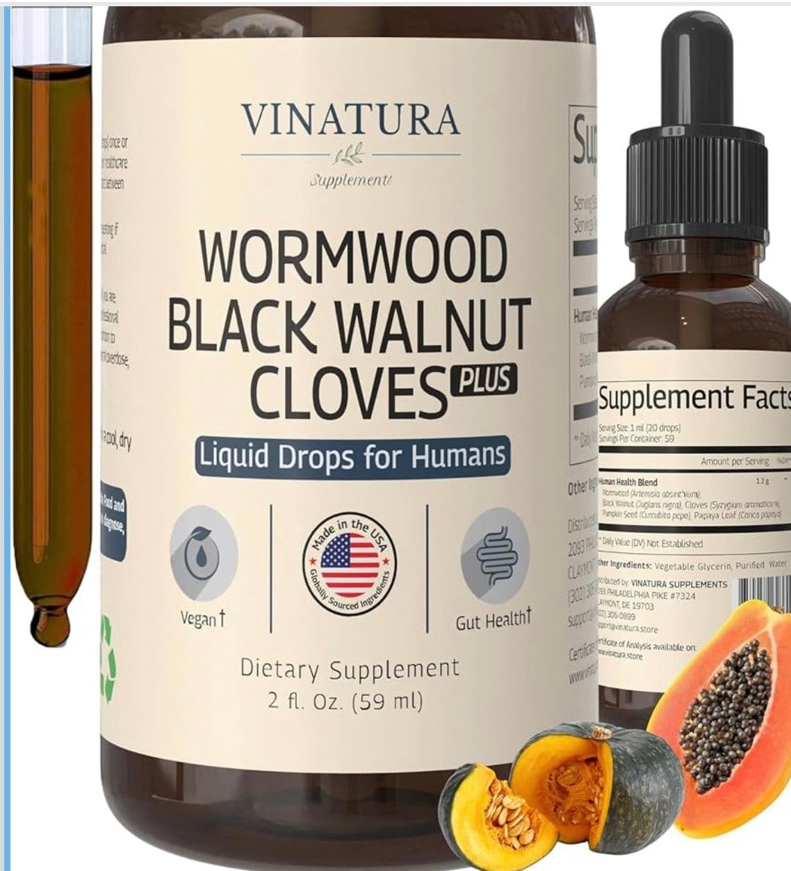 Parasite Detox - Wormwood Black Walnut Clove Liquid Tincture 2floz