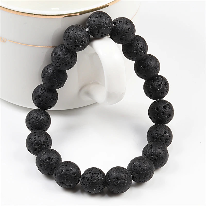 Natural Stone Beads Bracelets Volcanic Lava Tiger Eye Beads Yoga Esoteric Jewelry.