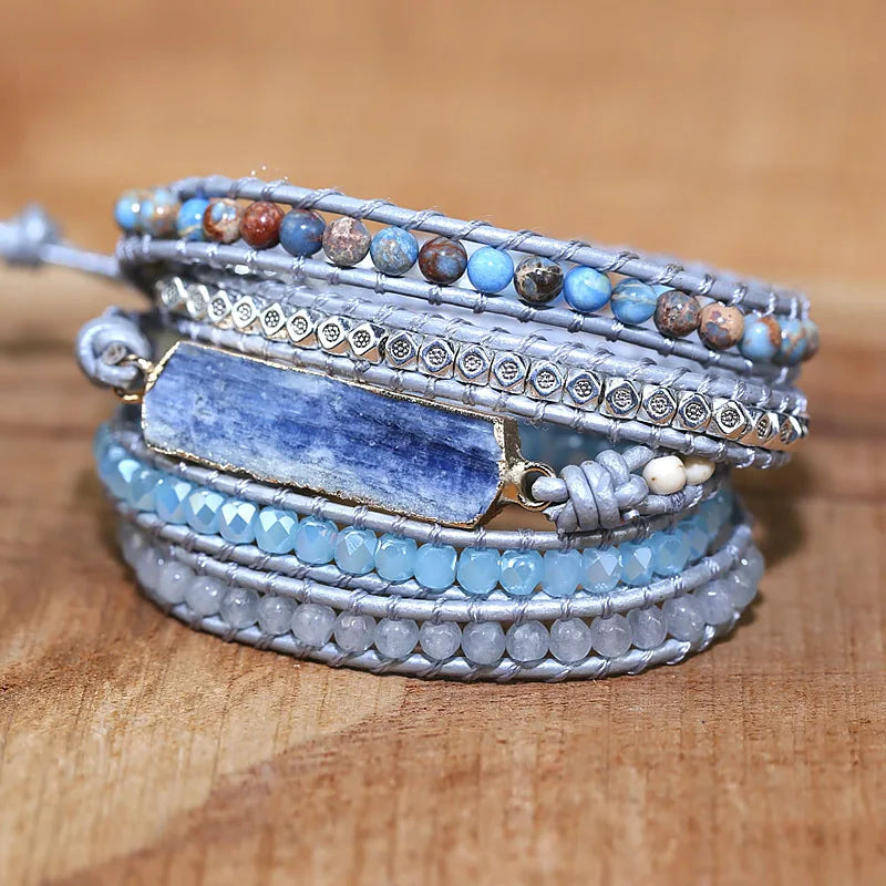 Lapis lazuli Natural Stone Charm Wrap Bracelets for men and women Handmade jewelry