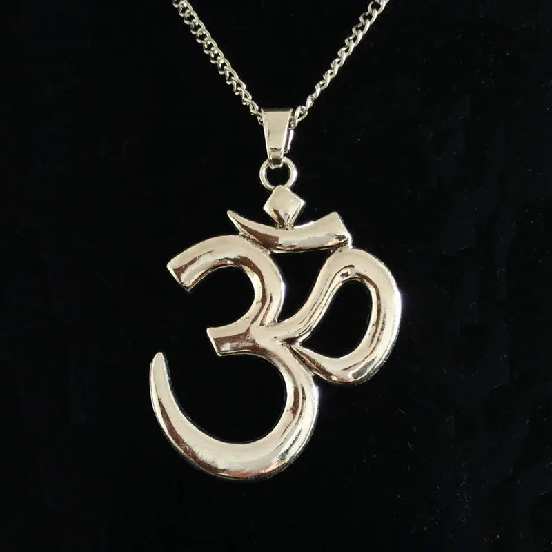 Tibetan Silver OM AUM Symbol Esoteric Necklace.