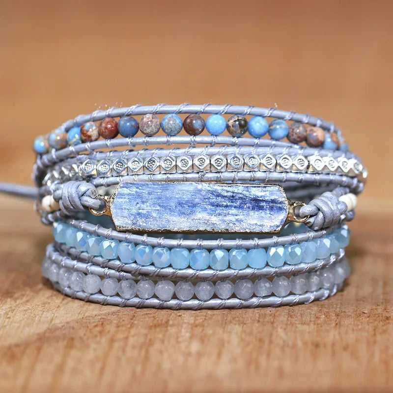 Lapis lazuli Natural Stone Charm Wrap Bracelets for men and women Handmade jewelry