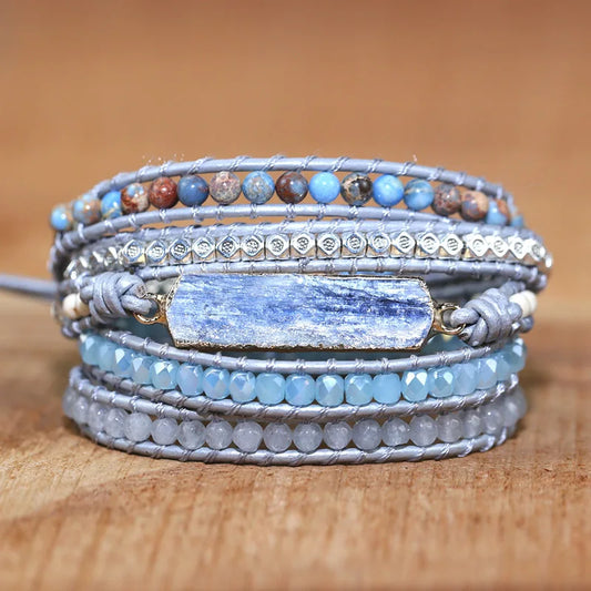 Lapis lazuli Natural Stone Charm Wrap Bracelets for men and women Handmade jewelry