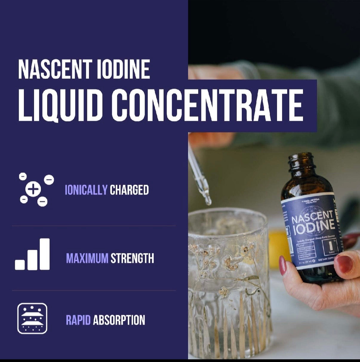 Nascent Iodine Supplement 400 Servings, Glass Bottle, Vegan, 1800 mcg - 600 mcg per Drop - Pure, Clear Color - Supports Thyroid Health, Energy, Immunity & Metabolism (2 oz.)