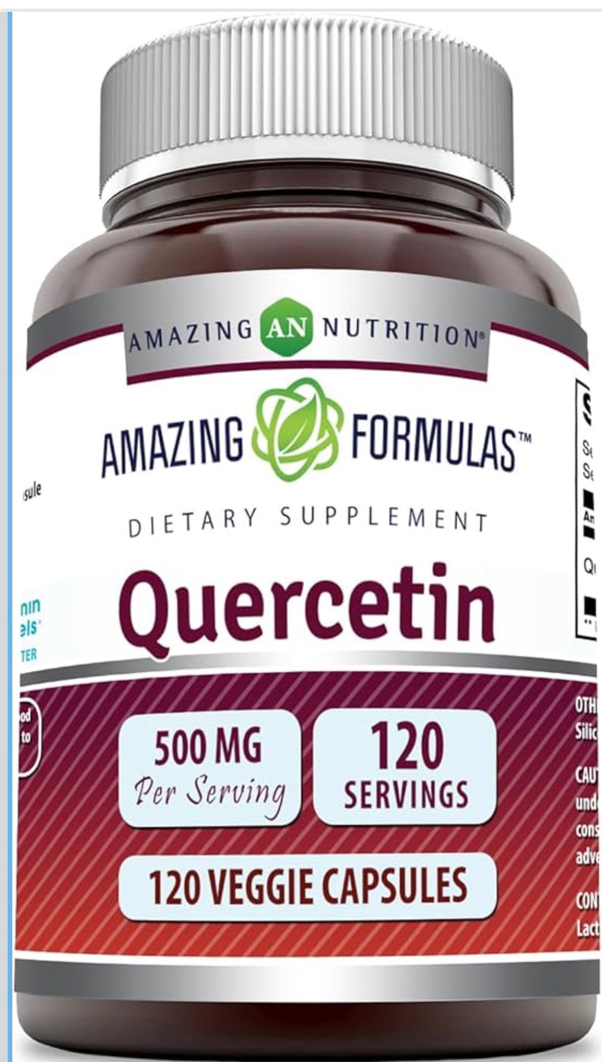 Quercetin 500mg 120 Veggie Capsules Non GMO, Gluten Free