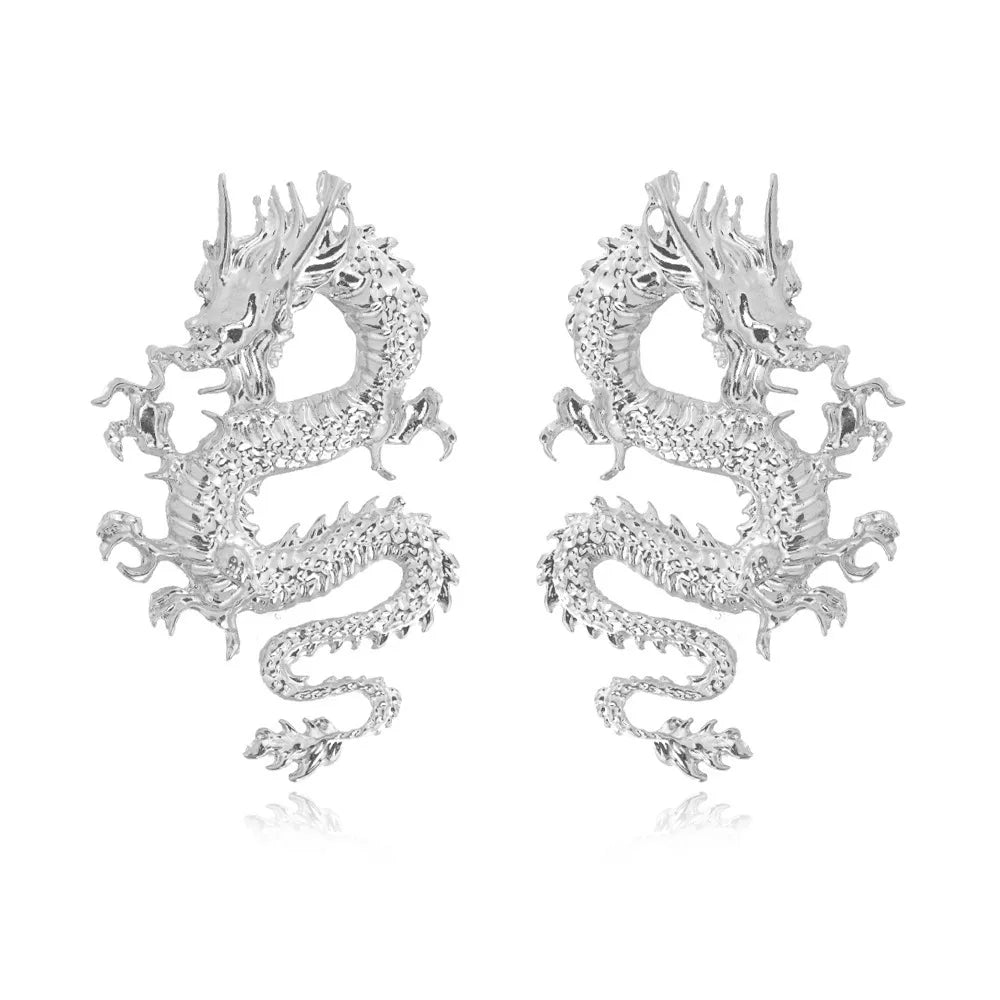 Vintage Chinese Style Dragon Stud Earrings for Women