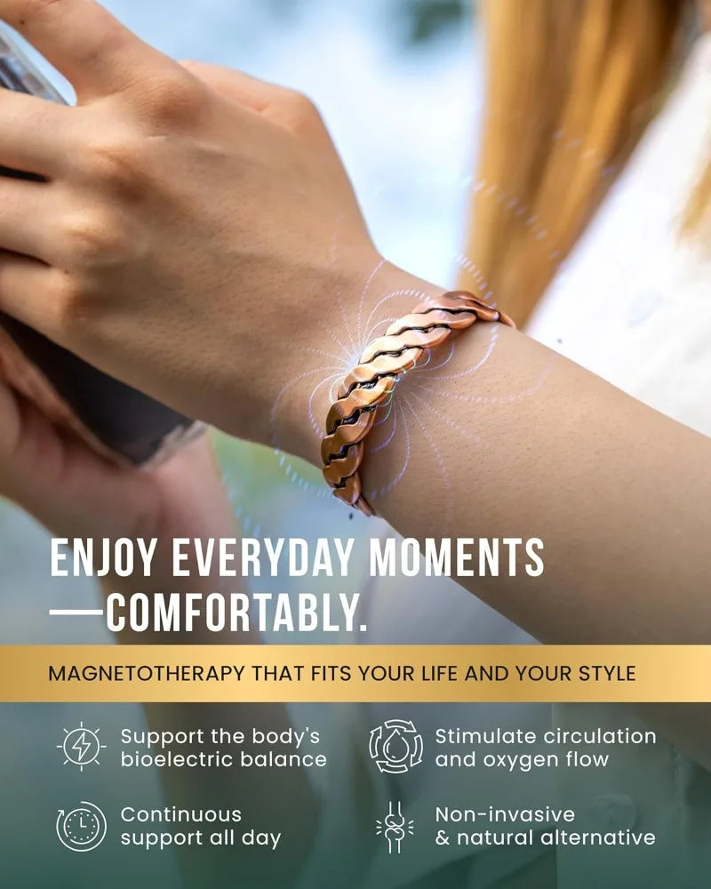100% Pure Copper Magnetic Effective Pure Copper Bracelet for Men and Women Adjustable Cuff