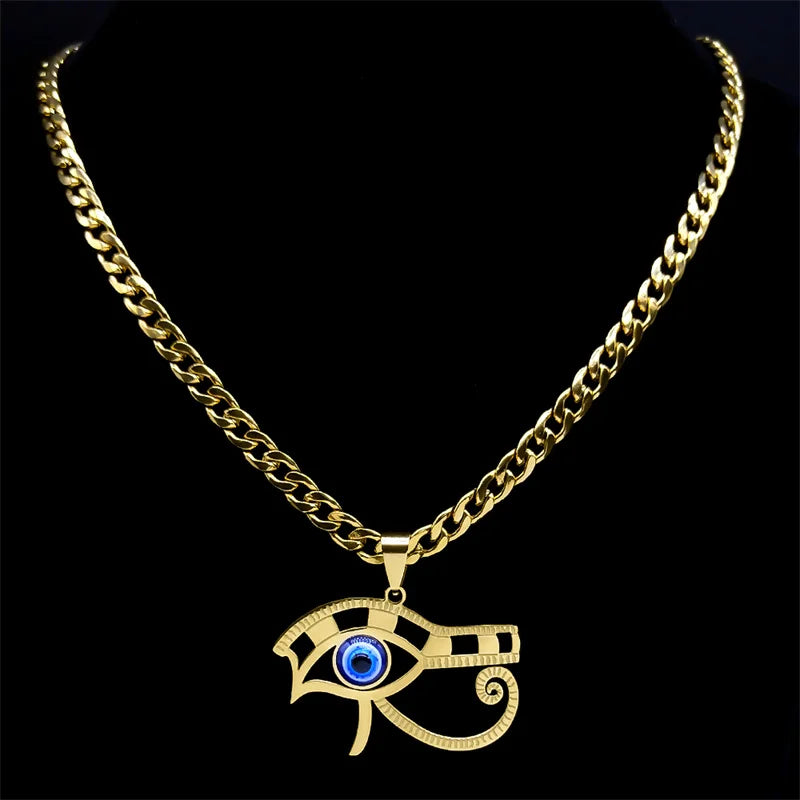 Egyptian Eye of Horus Necklace Women & Men Stainless Steel Pendant