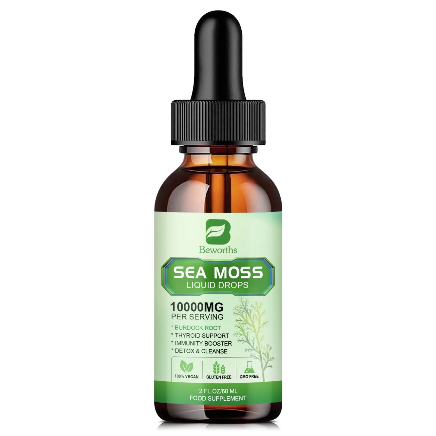 Sea Moss Liquid Drops Sea Moss Black Seed Oil Multimineral Seamoss Support Antioxidant, Immune, Thyroid Function & Gut Health