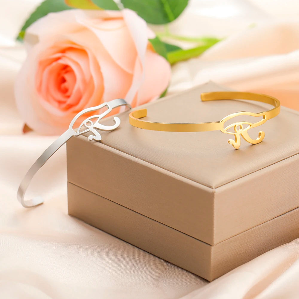 Eye of Horus Bracelet Stainless Steel Women Cuff Bangle Protection Amulet Jewelry.