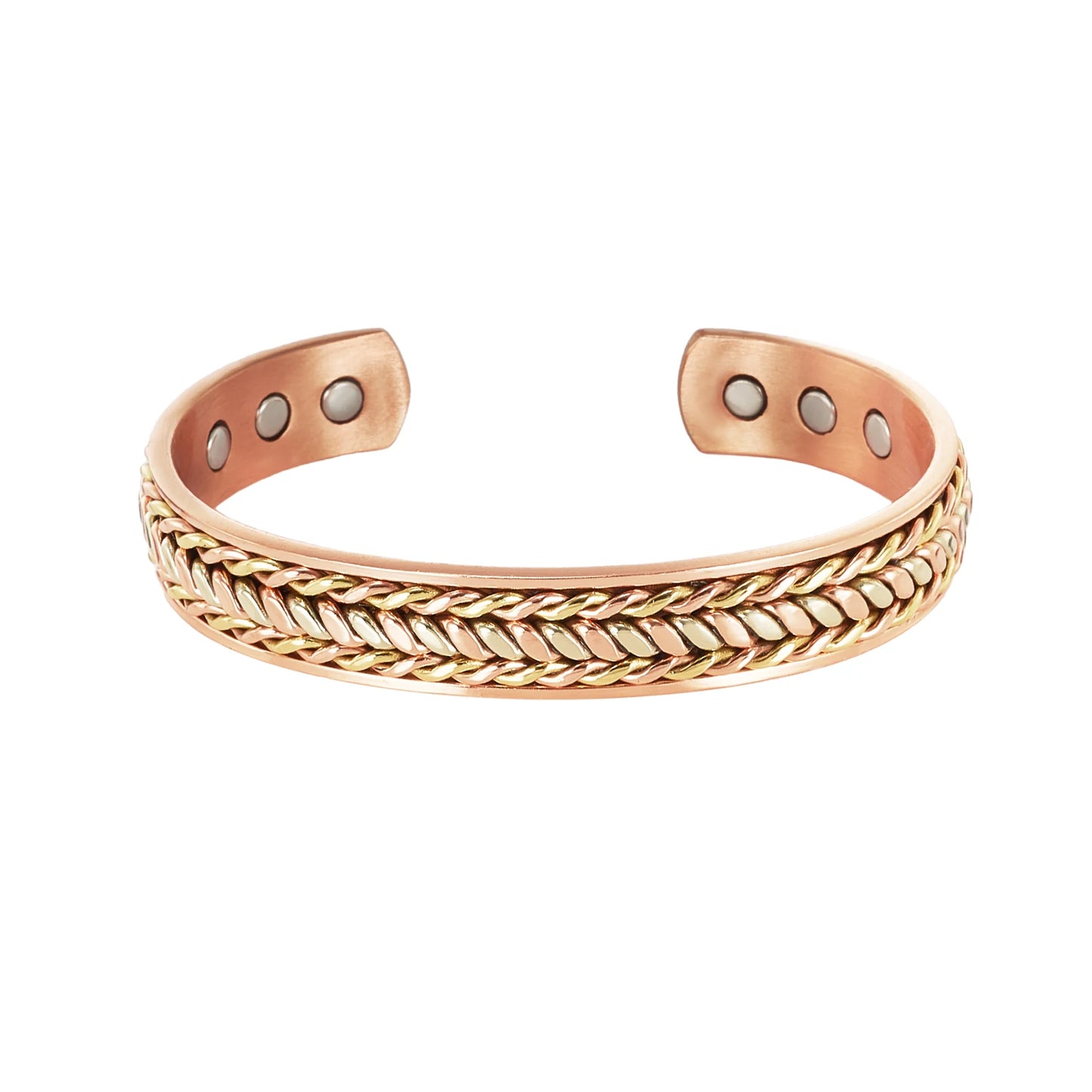 Vinterly Pure Copper Bracelets Magnetic Adjustable Braided Cuff 12mm Bangles Soft Metal Resizable Health Jewelry Men Women