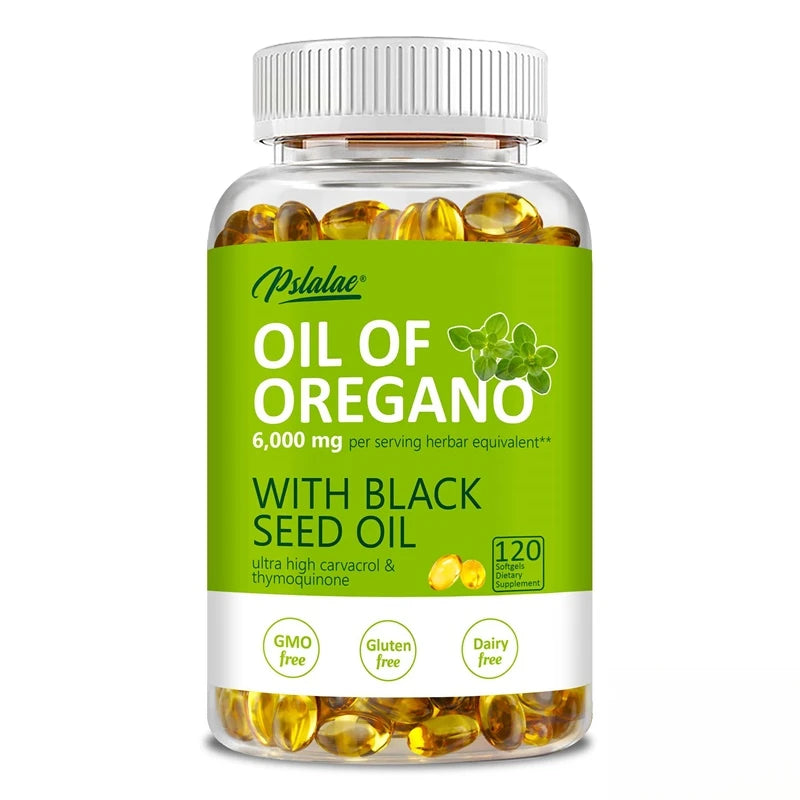 Oregano Oil - with Black Seed Oil, for Digestion, Relieves Bloating, Boosts Immune, Antioxidant - 120pcs