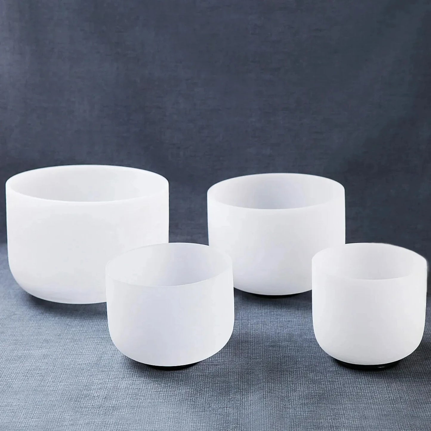 4pcs White Frosted Quartz Crystal Singing Bowls 432hz Chakra Sound Bowl for Yoga Meditation Healing with Bag