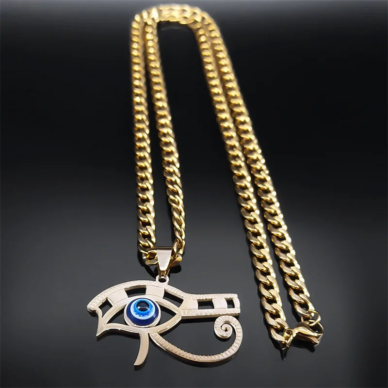 Egyptian Eye of Horus Necklace Women & Men Stainless Steel Pendant