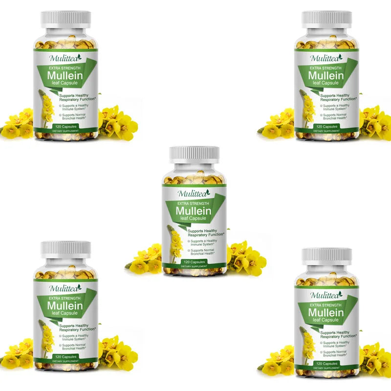 Mullein Leaf Capsules Herbal Supplement for Lung Cleanse Helps Healthy Respiratory Function & Mucous Membranes