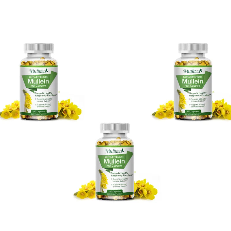 Mullein Leaf Capsules Herbal Supplement for Lung Cleanse Helps Healthy Respiratory Function & Mucous Membranes