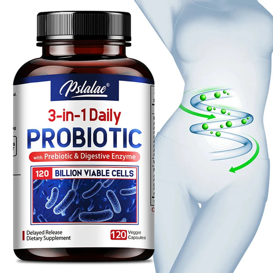Probiotics + Digestive Enzymes - Improves Digestion and Immunity, Relieves Constipation, Intestinal Health - 120 Capsules
