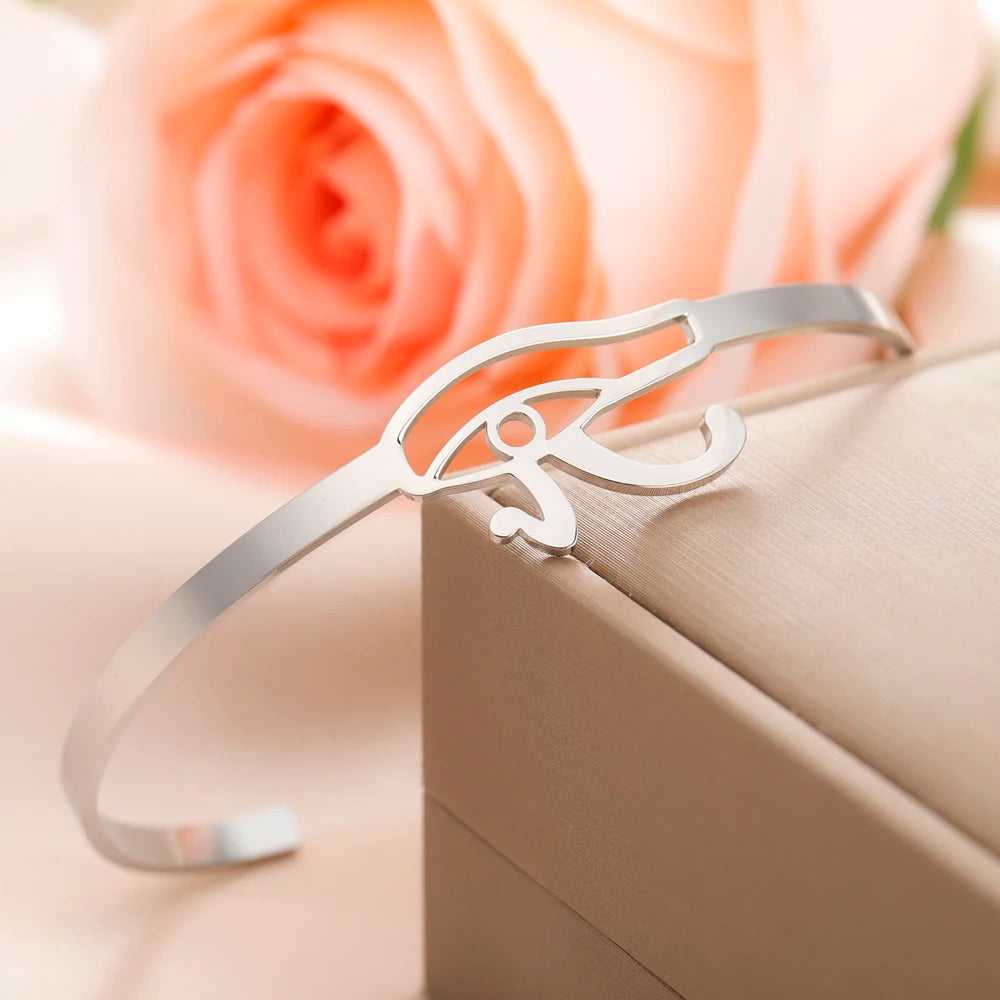 Eye of Horus Bracelet Stainless Steel Women Cuff Bangle Protection Amulet Jewelry.