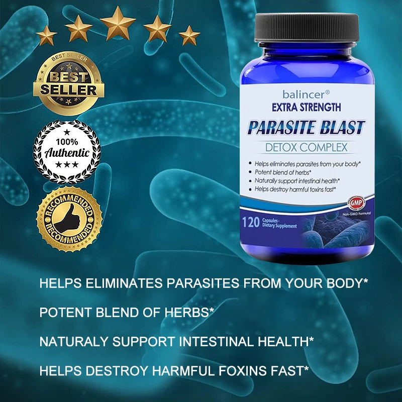 PARASITE BLAST, Removes All Types of Parasites, Natural Gut Health, Cleanse Colon Detox + Cleanse, Liver Immunity.
