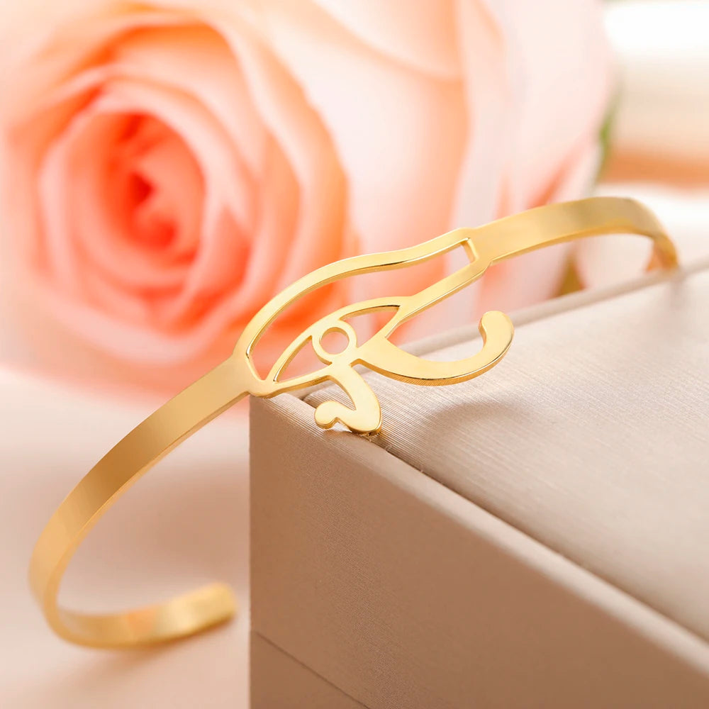 Eye of Horus Bracelet Stainless Steel Women Cuff Bangle Protection Amulet Jewelry.